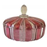 K - Vintage Anchor Hocking Old Cafe Covered Candy Dish