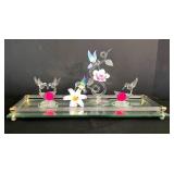 K - Glass Baron Hummingbird Rose Vine, Hummingbirds in Love & Vanity Tray Mixed Lot