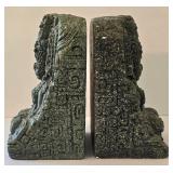 K - Ethnic Stone Bookends & Wooden Platter Mixed Lot