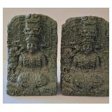 K - Ethnic Stone Bookends & Wooden Platter Mixed Lot