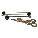 K - Vintage Brass Candle Snuffers & Wick Trimmer (Lot of 3)
