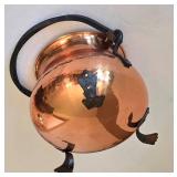 K - Copper Decor Pedestal Bowl, Kettle & Clock Mixed Lot