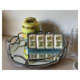 LR - Vanity Tray Set Mirrored Tray, Cosmetic Holder, Organizer & More