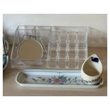 LR - Vanity Tray Set Mirrored Tray, Cosmetic Holder, Organizer & More