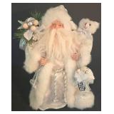 LL-ST - Christmas Decor Lighted Tinsel Tree Nutcracker Pair & Santa Topper (Lot of 3)
