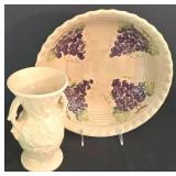 K - Vintage McCoy Grape Motif Ceramic Vase & Bowl Tabletop Lifestyles Chianti