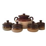 K - Bean Crock & Soup Mugs McCoy Pottery (Lot of 5)