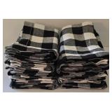 K - Dinner Napkins - Life by Cotton Gingham Check Plaid Black White (Lot of 24)