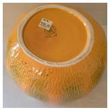 K - Pumpkin Soup Crock, Leaf Plate & Lacquered Pumpkin Bordalo Pinheiro Set