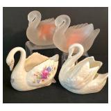 K - Swan Trinket Dish & Candle Holder Set Lenox Rose (4 Pieces)