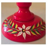 K - Vintage Scandanavian Items;  Swedish Red Lacquered Wood Candelabra & More