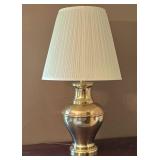 K - Table Lamp - Gold Toned With Pleated Ivory Shade