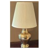 K - Table Lamp - Gold Toned With Pleated Ivory Shade