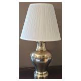 K - Table Lamp - Gold Toned With Pleated Ivory Shade