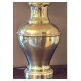 K - Table Lamp - Gold Toned With Pleated Ivory Shade