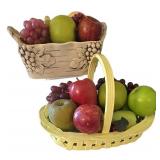 K - Ceramic Basket Pair With Faux Fruit - Birks Italy & Rum Rill