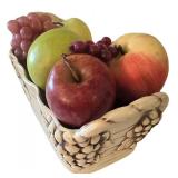 K - Ceramic Basket Pair With Faux Fruit - Birks Italy & Rum Rill
