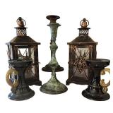 K - Candleholders Mixed Lot Lantern Pair, Ashland Candles & Pedestals