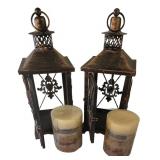 K - Candleholders Mixed Lot Lantern Pair, Ashland Candles & Pedestals