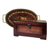 K - Lacquered Box & Tray Marquetry Set