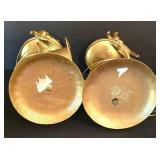 LR - Candle Holders - Gold Painted Reindeer Pair & Glass Votives Mixed Lot