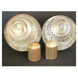 LR - Candle Holders - Gold Painted Reindeer Pair & Glass Votives Mixed Lot