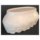 LR - White Ceramic Planter & Hurricane Candle Holder (Lot of 2)