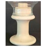 LR - White Ceramic Planter & Hurricane Candle Holder (Lot of 2)