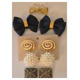 LR - Costume Jewelry Shoe Toe Clips & Bow Brooch Mixed Lot