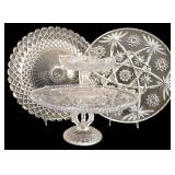 LR - Crystal Serving Pieces Mixed Lot 4 Piece 14in Platter