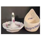 LR - Decorative Shelf Unit Mixed Lot - Wicker, Ceramics & Candle Holders