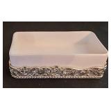 LR - Decorative Shelf Unit Mixed Lot - Wicker, Ceramics & Candle Holders