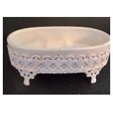LR - Decorative Shelf Unit Mixed Lot - Wicker, Ceramics & Candle Holders