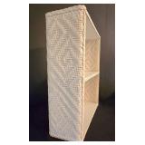 LR - Decorative Shelf Unit Mixed Lot - Wicker, Ceramics & Candle Holders