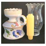 LR - Decorative Shelf Unit Mixed Lot - Wicker, Ceramics & Candle Holders