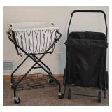 LR - Laundry Cart Set - Folding Rolling Black & White (Lot of 2)