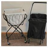 LR - Laundry Cart Set - Folding Rolling Black & White (Lot of 2)
