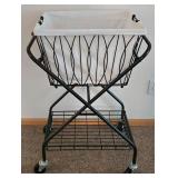 LR - Laundry Cart Set - Folding Rolling Black & White (Lot of 2)