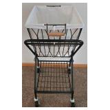 LR - Laundry Cart Set - Folding Rolling Black & White (Lot of 2)