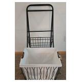 LR - Laundry Cart Set - Folding Rolling Black & White (Lot of 2)