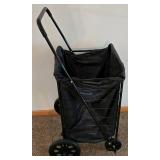 LR - Laundry Cart Set - Folding Rolling Black & White (Lot of 2)