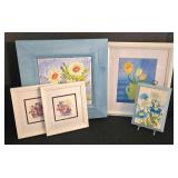 LR - Floral Wall Art Framed Botanical Pieces Tile & Wood (Lot of 5)