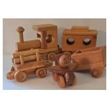 LR - Wooden Toy Train & Vehicle Set (Lot of 5)