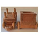 LR - Wooden Toy Train & Vehicle Set (Lot of 5)