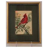 LR - Bird Figurines & Framed Cardinal Woven Picture Lefton Mixed Lot