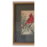 LR - Bird Figurines & Framed Cardinal Woven Picture Lefton Mixed Lot