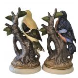 LR - Bird Figurines & Framed Cardinal Woven Picture Lefton Mixed Lot