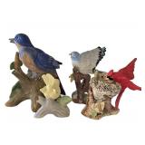 LR - Bird Figurines & Framed Cardinal Woven Picture Lefton Mixed Lot