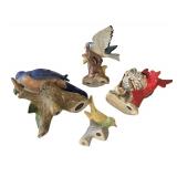 LR - Bird Figurines & Framed Cardinal Woven Picture Lefton Mixed Lot