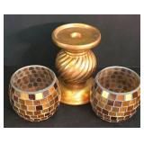 LR - Candle Holders - Assorted Glass, Mosaic & Metal